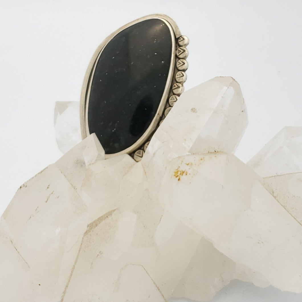 Jade Laden Silver Arrow Ring