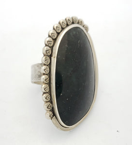 Jade Laden Silver Arrow Ring