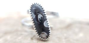 Snowflake Obsidian Helix Ring