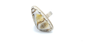 Obtuse Banded Travertine Ring