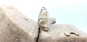 Obtuse Banded Travertine Ring