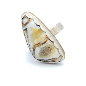 Obtuse Banded Travertine Ring