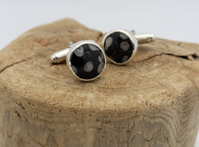 Load image into Gallery viewer, Snowflake Obsidian Cufflinks
