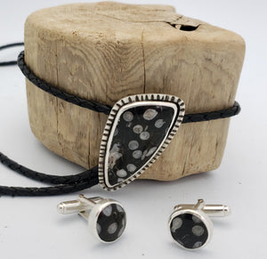 Snowflake Obsidian Bolo Tie