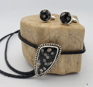 Snowflake Obsidian Bolo Tie